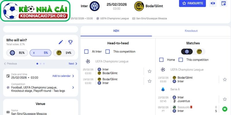 Nhận định bóng đá Inter Milan vs Bodø / Glimt (03:00 25/02| Cup C1): Chênh lệch đẳng cấp và bản lĩnh châu Âu 4 Kèo Nhà Cái Sh dự đoán tỷ số trận Inter Milan vs Bodø / Glimt